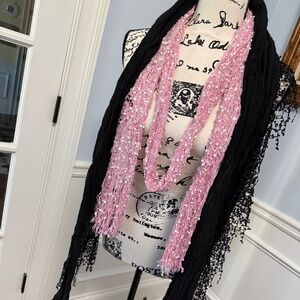 2 Scarves, 1 listing (Pink and black)